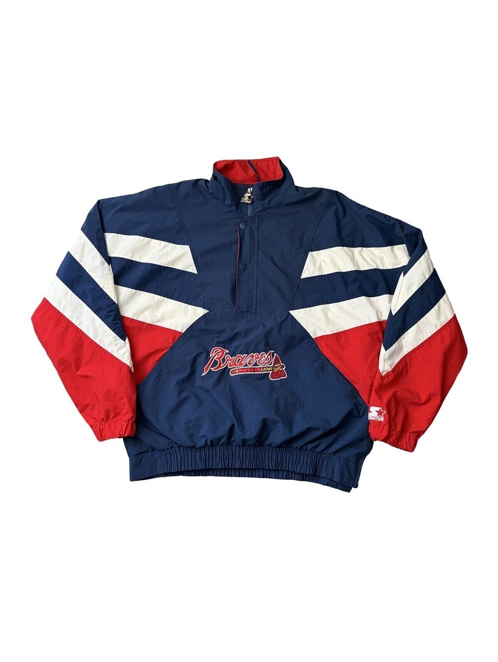 Atlanta Braves Starter Pullover Jacket Men’s Size XL Blue Vintage MLB Baseball